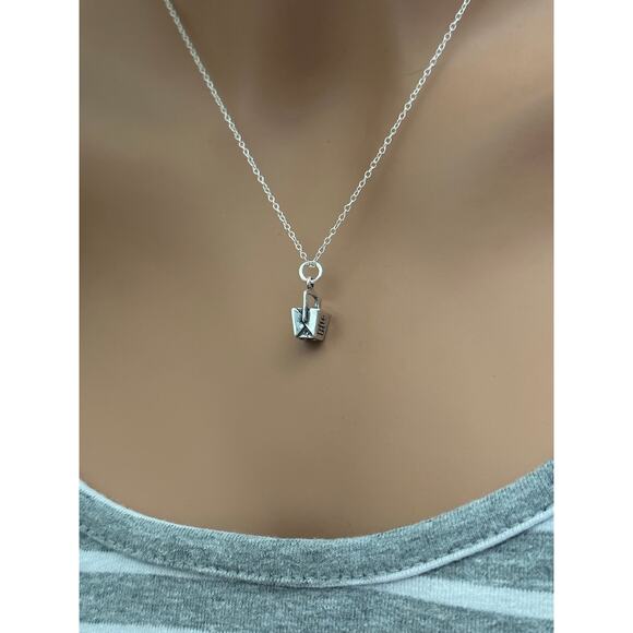 Sterling Silver Oxidized 3D Take Out Chinese Box Necklace - Picture 4 of 7